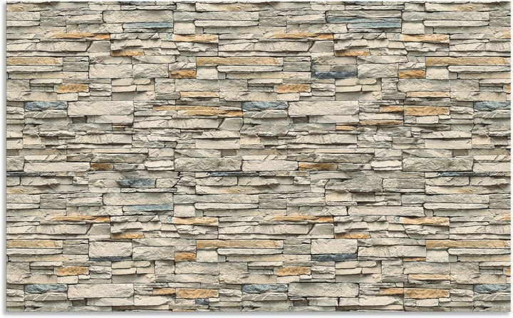 ARTland Spritzschutz Küche aus Alu für Herd Spüle 90x55 cm (BxH) Küchenrückwand mit Motiv Steinwand