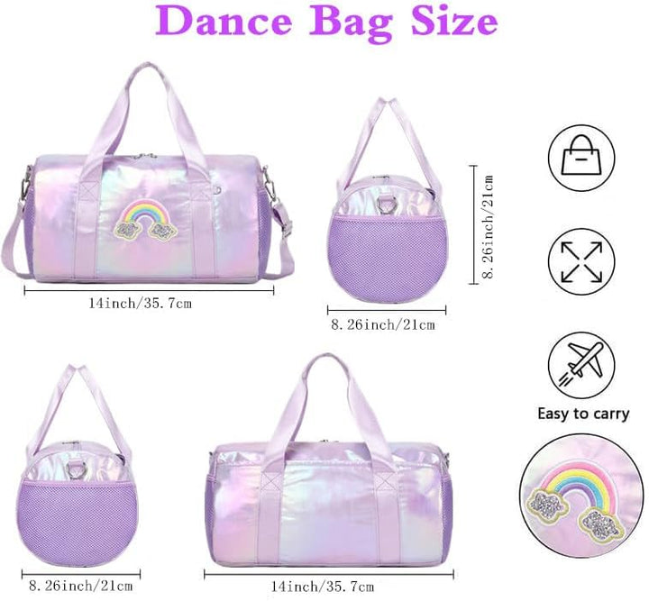 Jumpopack Kinder Mädchen Tanztasche Ballett Tasche Handtasche Mädchen Geschenk mit Nassfach - Regenb