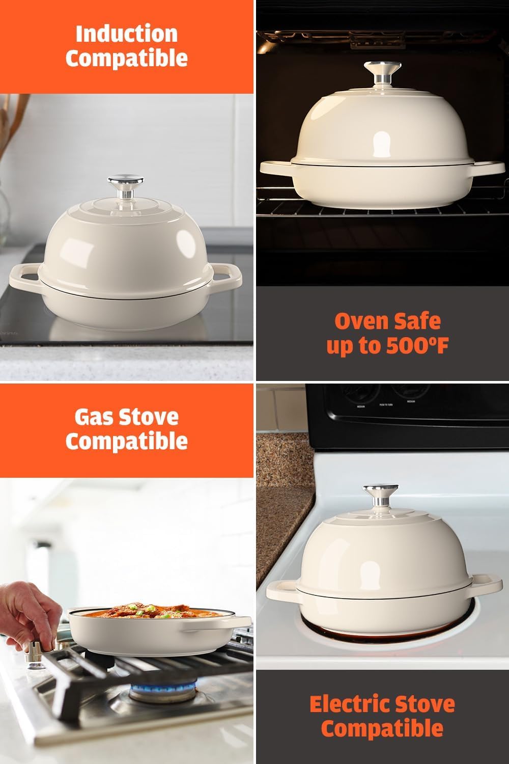 GFTIME Gusseisen Topf Brot Backen, Schmortopf Gusseisen Topf mit Deckel, Dutch Oven Brotbacktopf mit