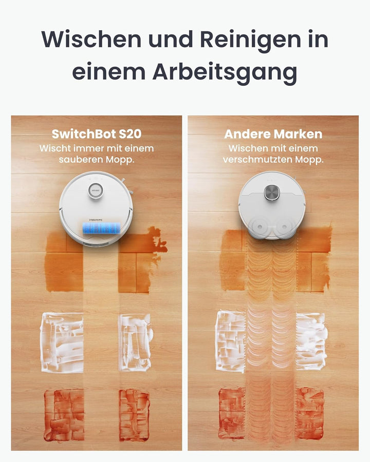 SwitchBot S20 Saugroboter Roboter -10.000 Pa Starke Saugleistung, AI Hindernisvermeidung, Automatisc