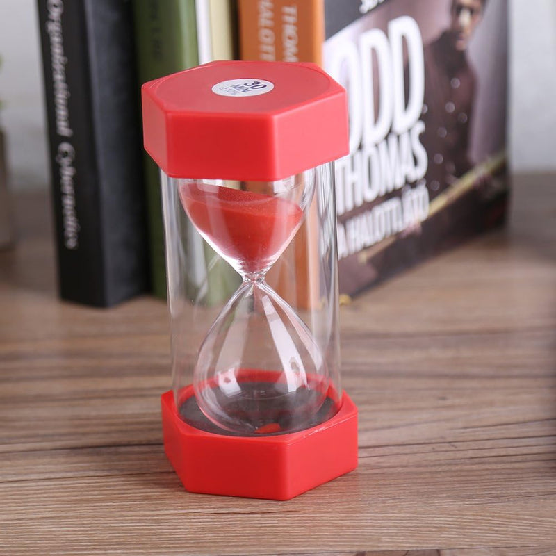 Bunte Sand Timer Glas Sanduhr 3/10/20/30/60 Minuten Timer Uhr Home Office Decor Geschenk(30 Mins Red