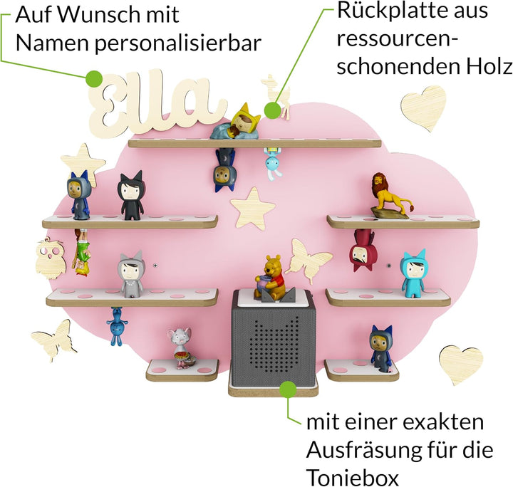 Aufbewahrung Regal für Tonie Figuren, Ablage für Toniebox, Halterung für Musikbox und magnetische Sp