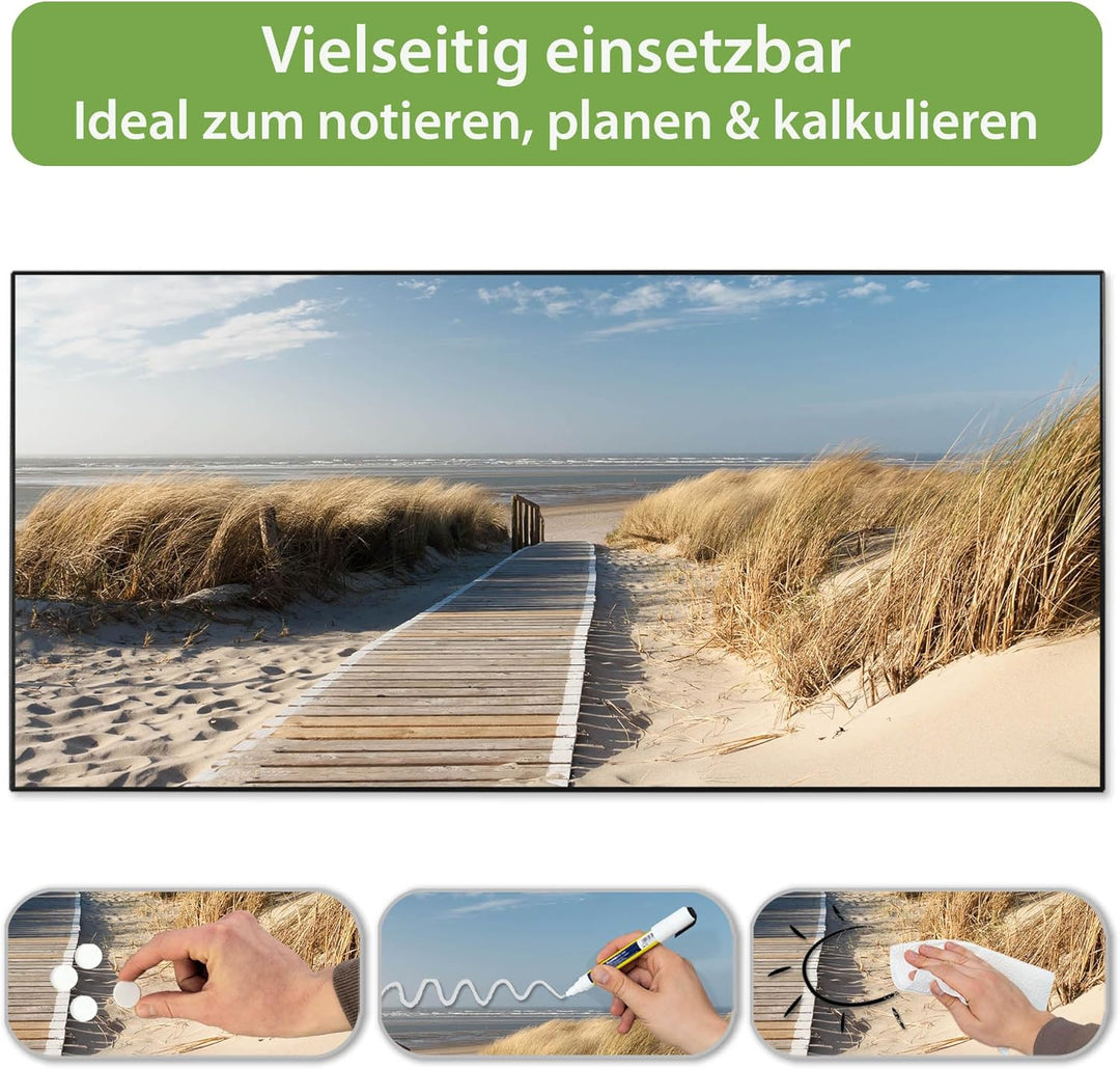 banjado Magnettafel schwarz 78 x 37cm / Magnetwand Metall/Magnetpinnwand als Memoboard/Pinnwand Magn
