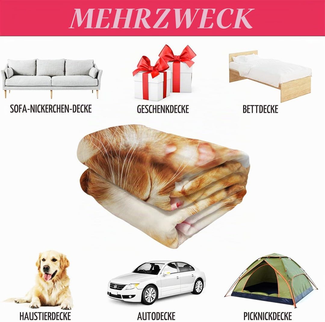 YISUMEI Decke 100x125 cm Kuscheldecken Sanft Flanell Weich Fleecedecke Bettüberwurf Kätzchen Katze S