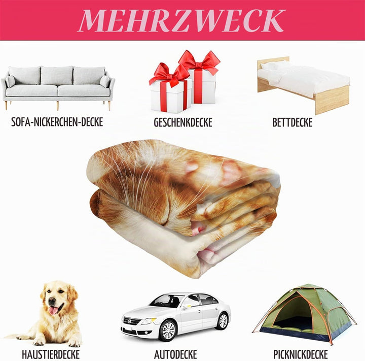 YISUMEI Decke 100x125 cm Kuscheldecken Sanft Flanell Weich Fleecedecke Bettüberwurf Kätzchen Katze S