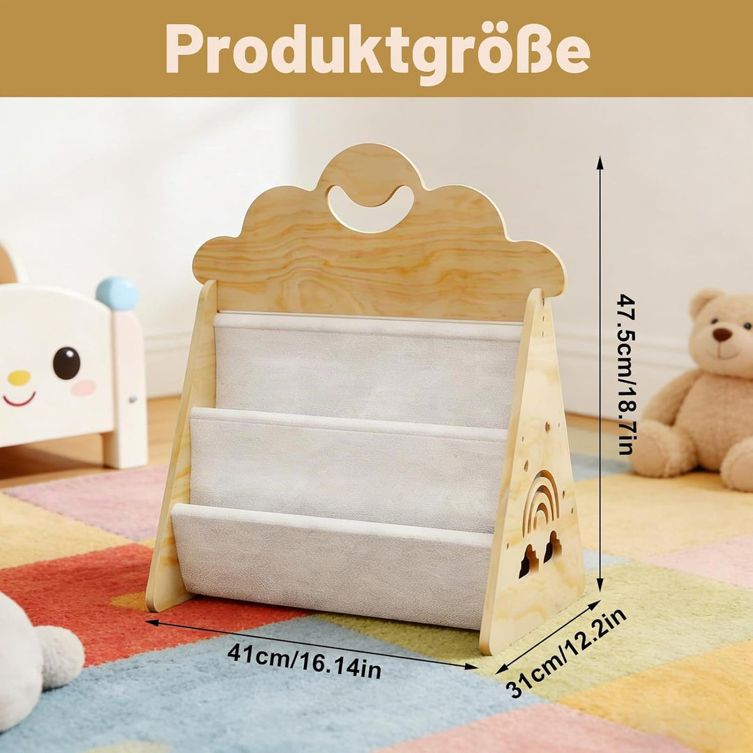FARYODI Montessori Bücherregal Kinder aus Holz, Bücherkiste für Leseecke, Baby &amp; Kinderzimmer, Kinde