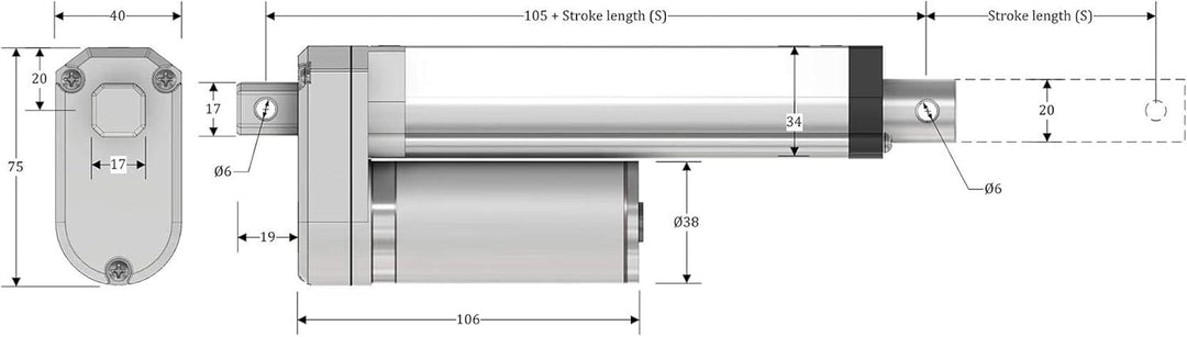 EYPINS Linearmotor 12V, 100MM Linear Actuator 750N 160lbs Linearantrieb Linearmotor Verstellantrieb