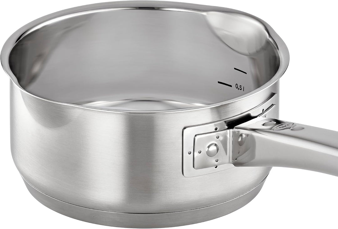 RÖSLE EXPERTISO Stielkasserolle, Hochwertiger Universaltopf aus Edelstahl 18/10, 16 cm, Edelstahlgri