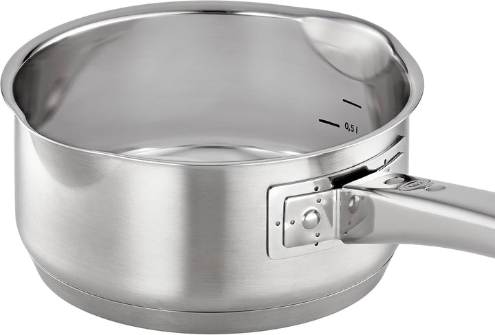 RÖSLE EXPERTISO Stielkasserolle, Hochwertiger Universaltopf aus Edelstahl 18/10, 16 cm, Edelstahlgri
