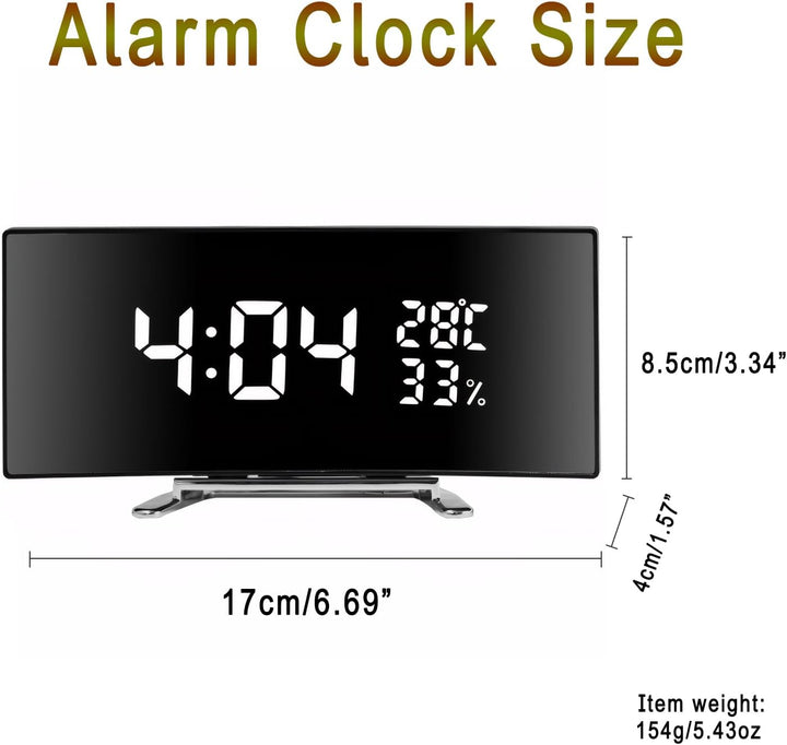 Lancoon Digitaler Wecker mit 6 Zoll gebogenem LED Bildschirm Temperatur Luftfeuchtigkeitsanzeige Sno