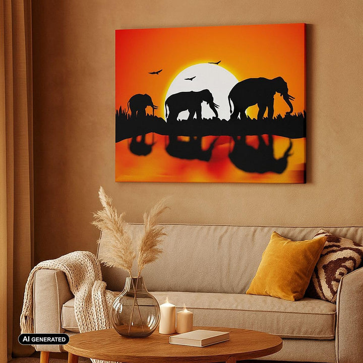 Bilder auf Leinwand Tiere Afrikaner Elefanten Natur Leinwandbild 70x50cm Wandbilder Dekoration Wohnz
