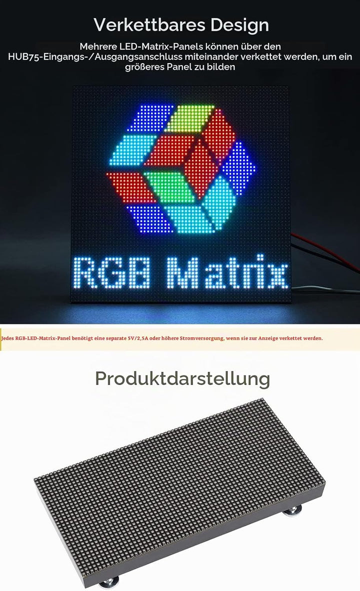 Waveshare RGB Full-Color LED Matrix Panel 2.5mm Pitch 64x32 Pixels Adjustable Brightness Compatible