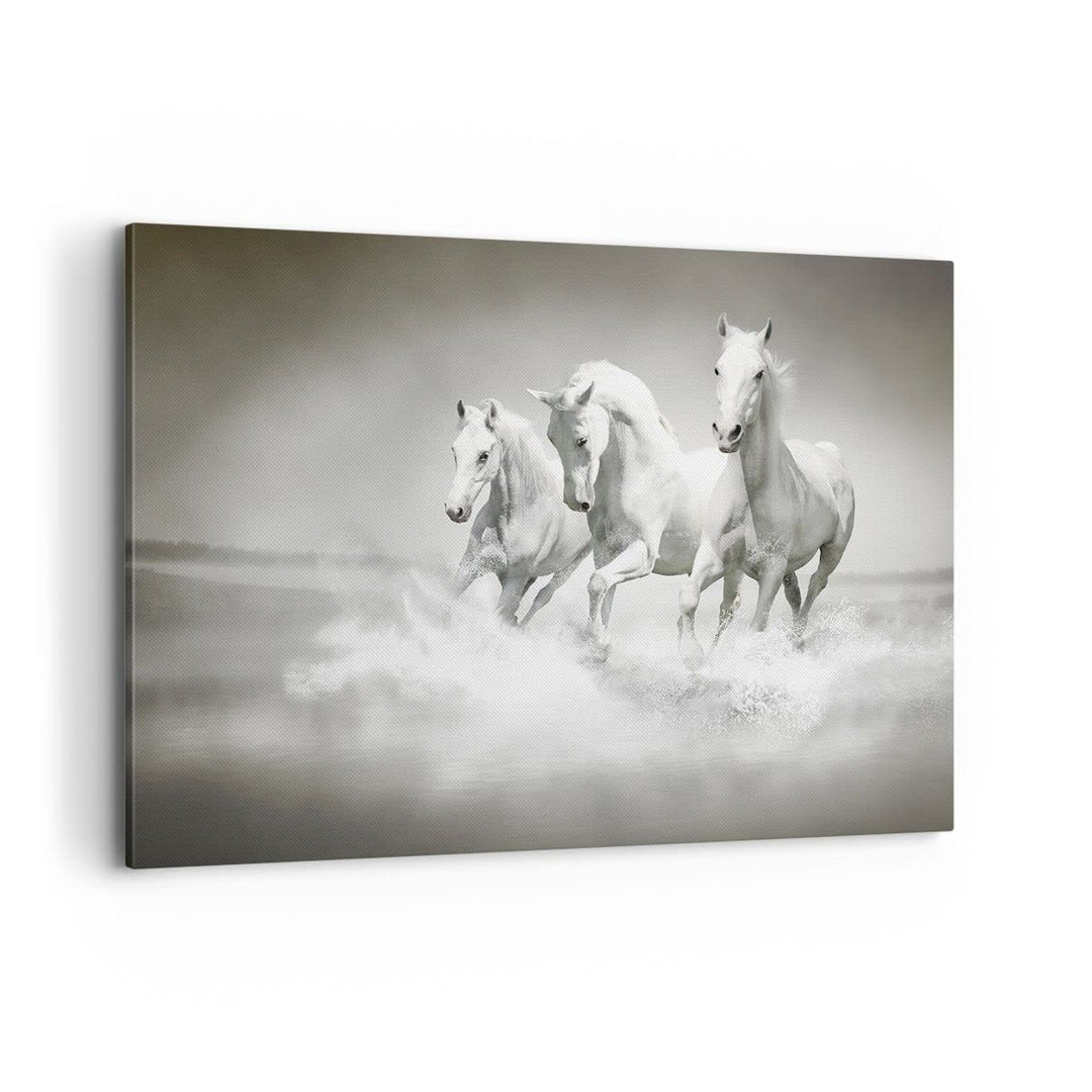 Bilder auf Leinwand 100x70cm Leinwandbild Bauernhof pferde galopp freiheit Gross Wanddeko Bild Schla
