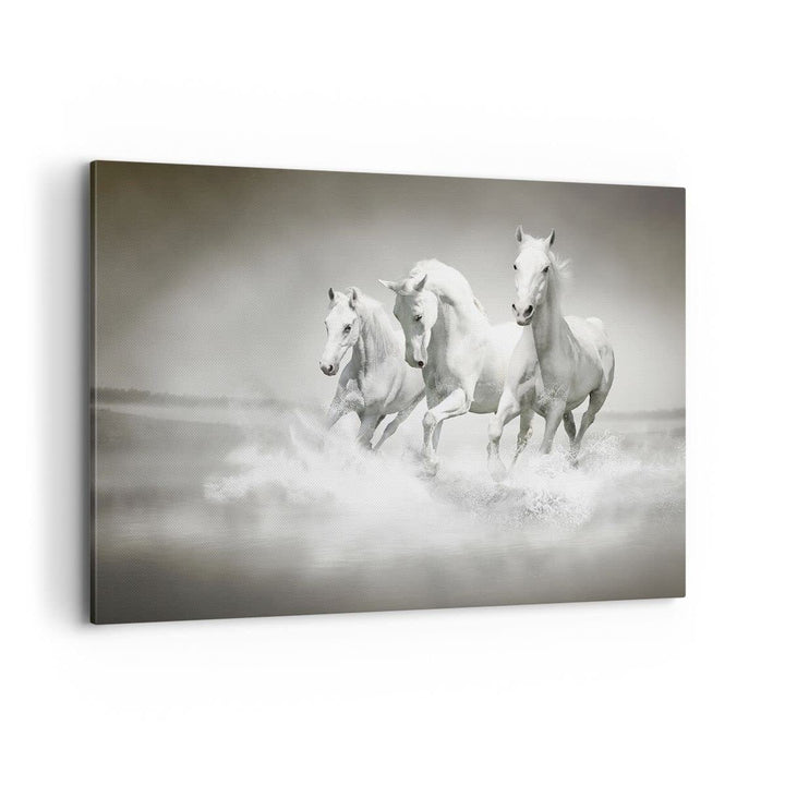 Bilder auf Leinwand 100x70cm Leinwandbild Bauernhof pferde galopp freiheit Gross Wanddeko Bild Schla