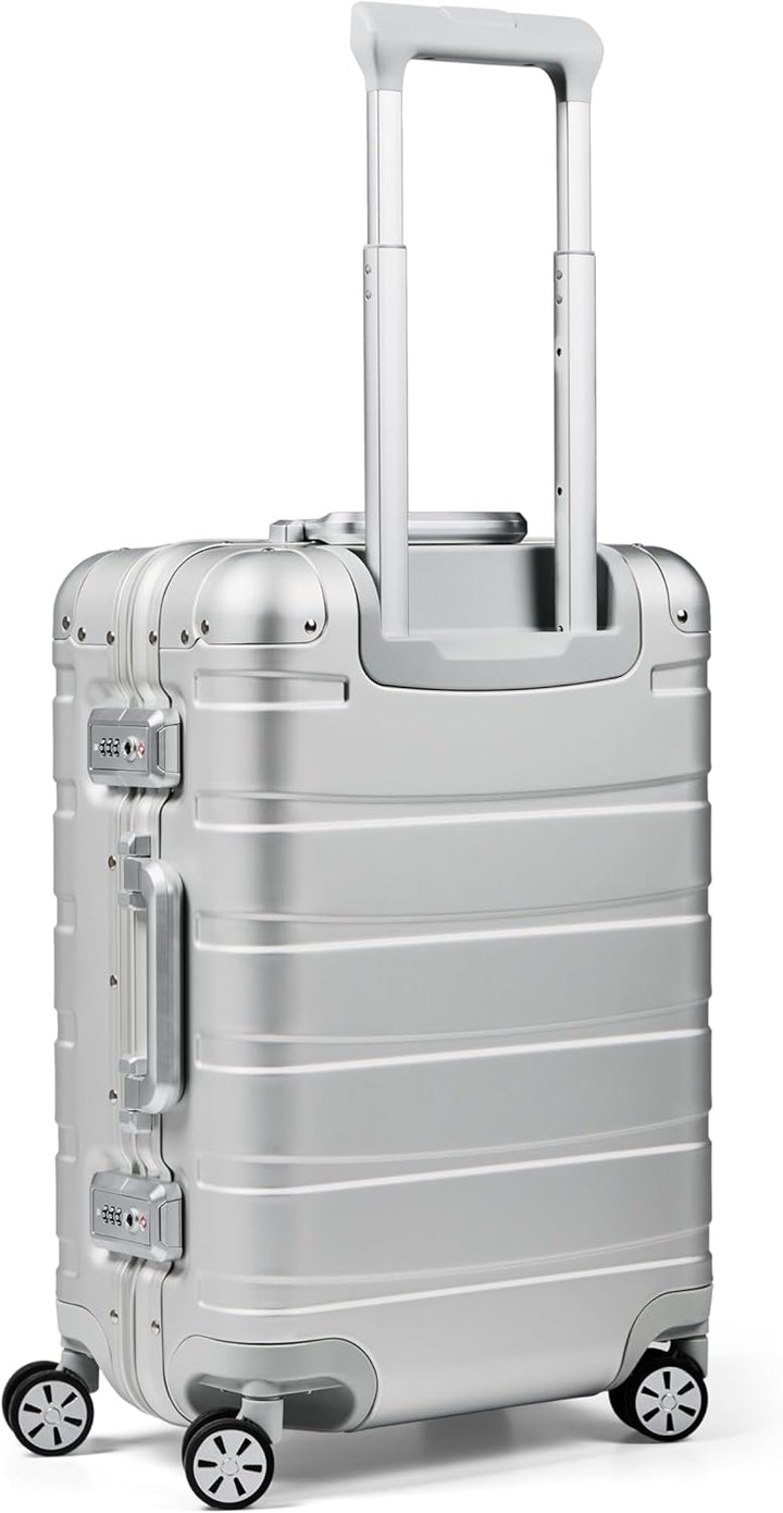 REDOLZ Pro Aluminium Handgepäck Koffer 55x37x23 cm Kabinenkoffer Hartschale 4 Rollen Spinner Trolley