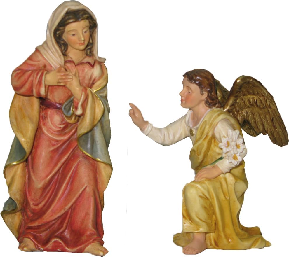 FADEDA 2X Passionsfiguren: Maria Verkündigung mit Engel/Höhe:9 cm/handbemalt/detailgetreue Krippen F