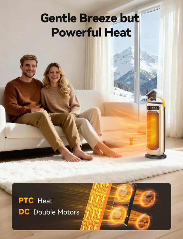Heizlüfter Energiesparend, 35dB Leise & Kraftvoll 1500W PTC Keramik Heizlüfter mit Fernbedienung, 4