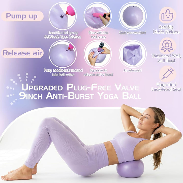 【Pilates Ring Set】 14 Zoll Magic Circle mit Dual Padded Handles, Pilates Mini Ball und Resistance Ba