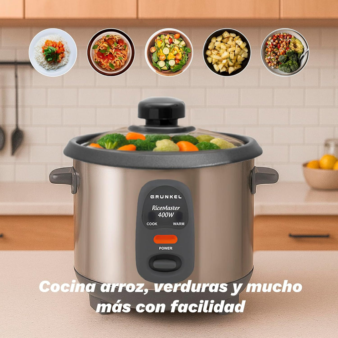 GGRUNKEL RC-1L Elektrischer Reiskocher, 400 W, Fassungsvermögen 1 Liter, Warmhaltefunktion, Antihaft