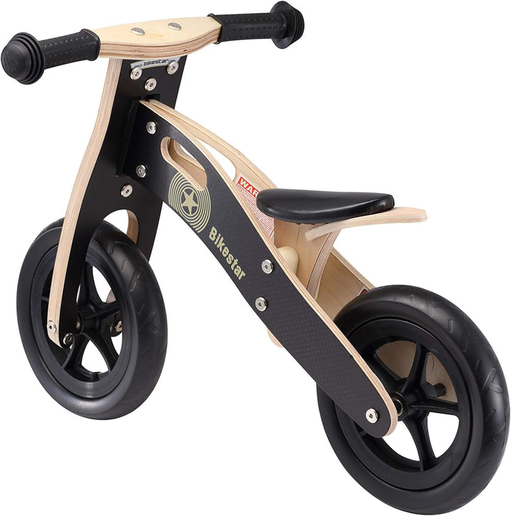 BIKESTAR Lauflern Rad für Jungen und Mädchen ab 2-3 Jahre | 10 Zoll Kinder Laufrad Holz | Schwarz |