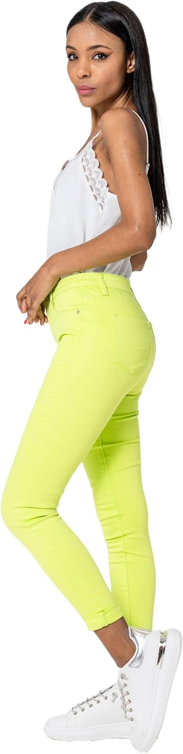 Nina Carter P056 Damen Jeanshosen Skinny Fit Jeans High Waist S Lime (P109-52), S Lime (P109-52)