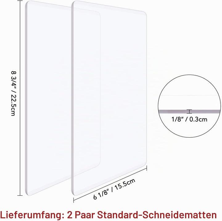 OTCRAFT 4 Stück/2 Paar Standard-Schneidepads für Stanzmaschine; transparente Polycarbonat-Kunststoff