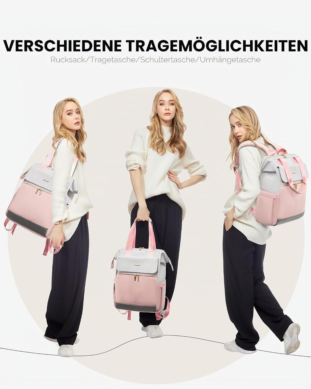 LOVEVOOK Laptop Schulrucksack Teenager, Damen Rucksack Modern, Schultasche Backpack Women Elegant Ta
