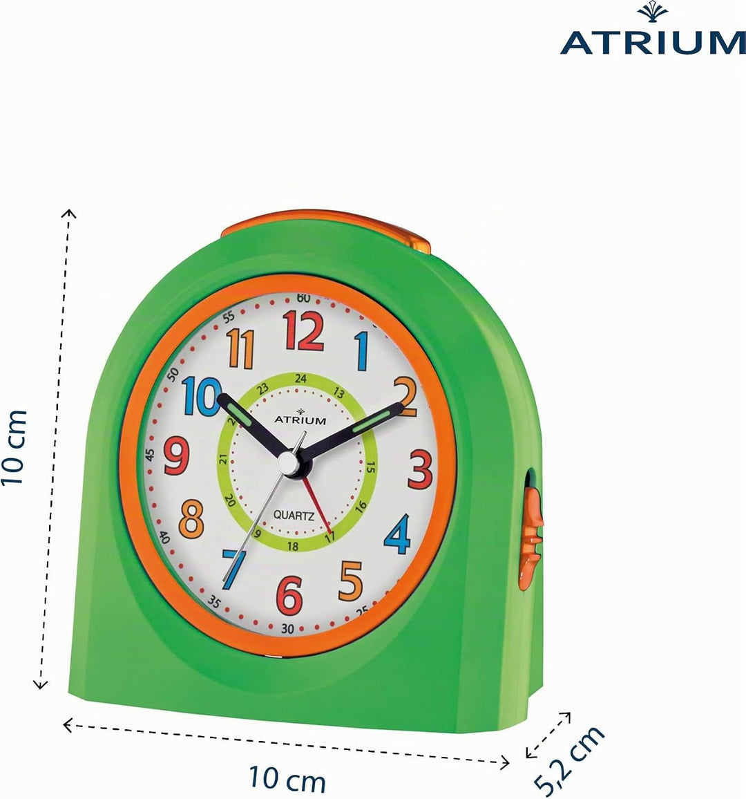 Atrium Kinderwecker Jugendwecker Analog Quarz mit Licht, Snooze &amp; schleichende Sekunde - leise ohne