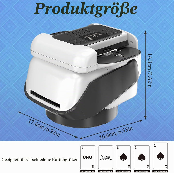 Automatischer Kartenmischer, Kartenmischmaschine Elektrische um 360 Grad Drehen Lässt für 1-8 Spiele