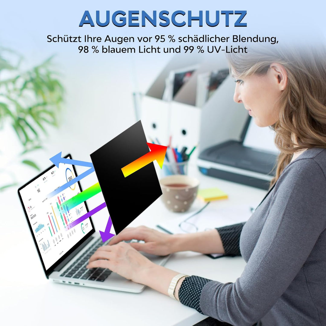 Blickschutzfolie für 13,3 Zoll Laptop 16:9 Sichtschutzfolie,Abnehmbar sichtschutz, Anti Blaulicht Bl