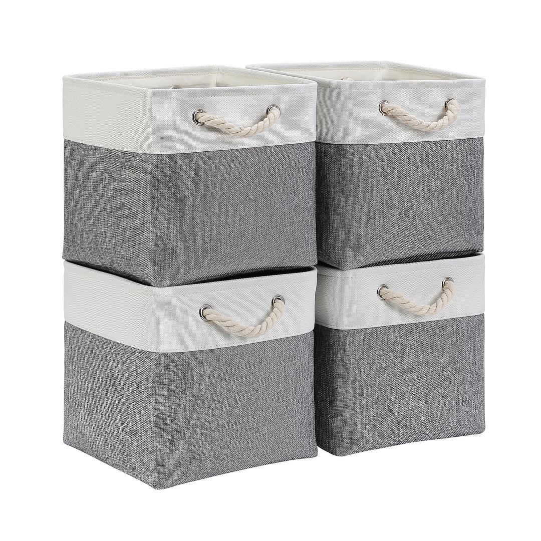 Mangata Aufbewahrungsbox Stoff, aufbewahrungskorb Grau Weiss, Korbe Stoff in Würfel (28x28x28 cm) fü