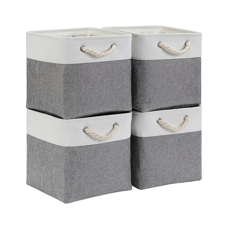 Mangata Aufbewahrungsbox Stoff, aufbewahrungskorb Grau Weiss, Korbe Stoff in Würfel (30x30x30 cm) fü
