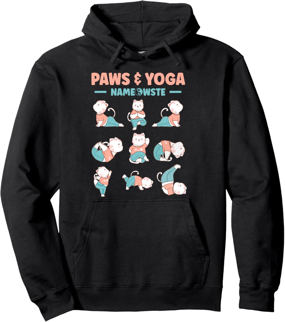 Paws & Yoga Lustige Katzen Yoga Posen | Yoga Katze Pullover Hoodie