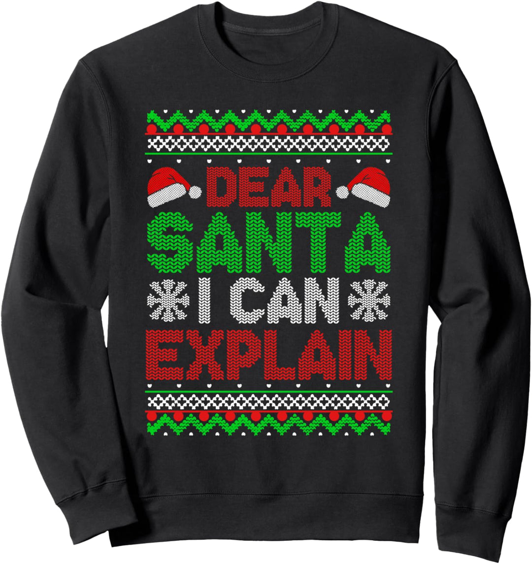 Lustiger Weihnachtspullover mit Aufschrift „Dear Santa I Can Expla“ Sweatshirt