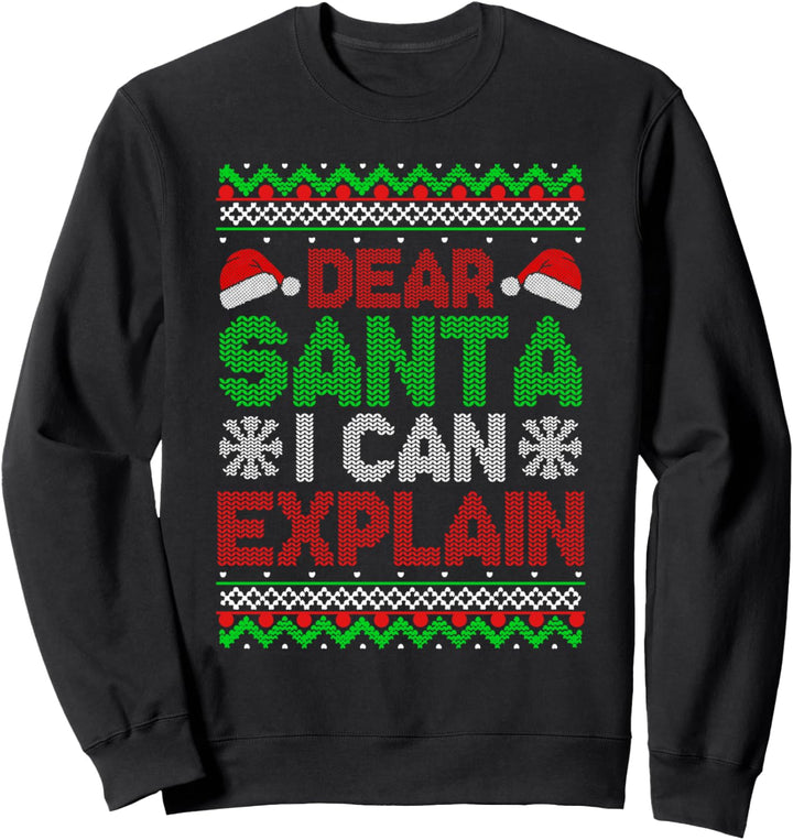 Lustiger Weihnachtspullover mit Aufschrift „Dear Santa I Can Expla“ Sweatshirt