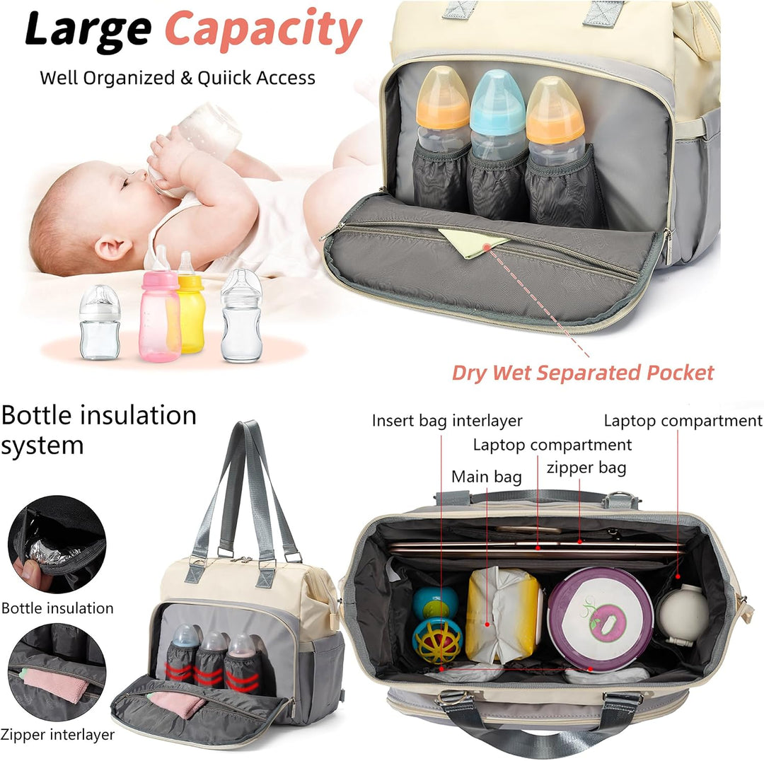 Baby Wickeltasche Rucksack Handtasche mit wasserdicher Wickelunterlage,Verstellbare Schultergurt mul