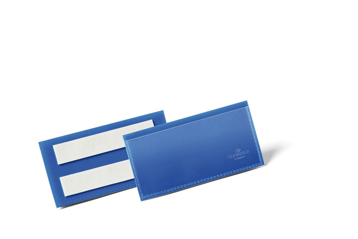 Durable Selbstklebende Etikettentasche, für Etiketten 100 x 38 mm, Packung à 50 Stück, dunkelblau, 1