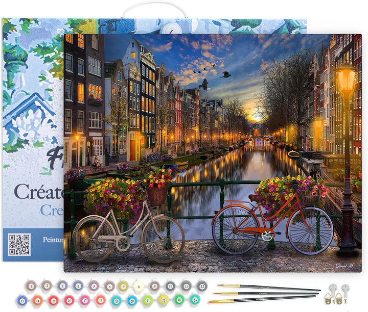 Figured'Art Malen Nach Zahlen Erwachsene Mit Rahmen Kanal Amsterdam - Paint by Numbers Basteln DIY B