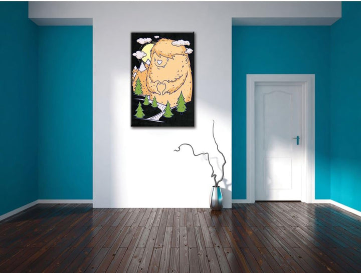 Dark Love nature black Bild auf Leinwand, XXL riesige Bilder fertig gerahmt mit Keilrahmen, Kunstdru