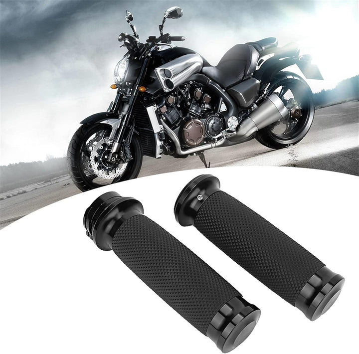 1 Paar Universal Motorrad 25mm Handgriff Aluminium + Gummi Anti-Rutsch-Lenkergriffabdeckung Schwarz,