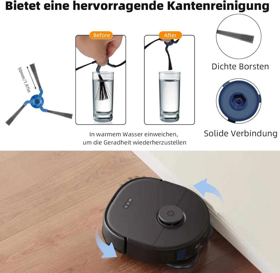 22 Stück Zubehörset für Eufy X10 Pro Omni Saugroboter, Ersatzteile Enthält 2 Hauptbürsten 4 Filter 6