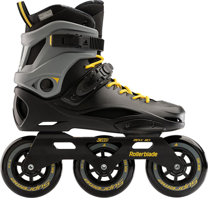 Rollerblade RB 110 Unisex Erwachsene Fitness Inline Skate Black/Saffron Yellow, Urban Performance In