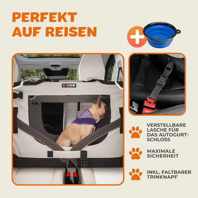 CADOCA® Hundebox Hundetransportbox faltbar robust S 50x34x36cm atmungsaktiv Transporttasche Haustier