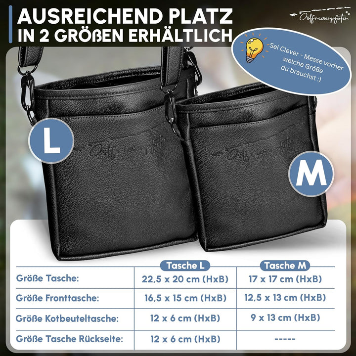 Ostfriesenpfoten® Leckerlibeutel 'Frieda' für Hunde aus hochwertigem Kunstleder - Schwarz Grösse M -