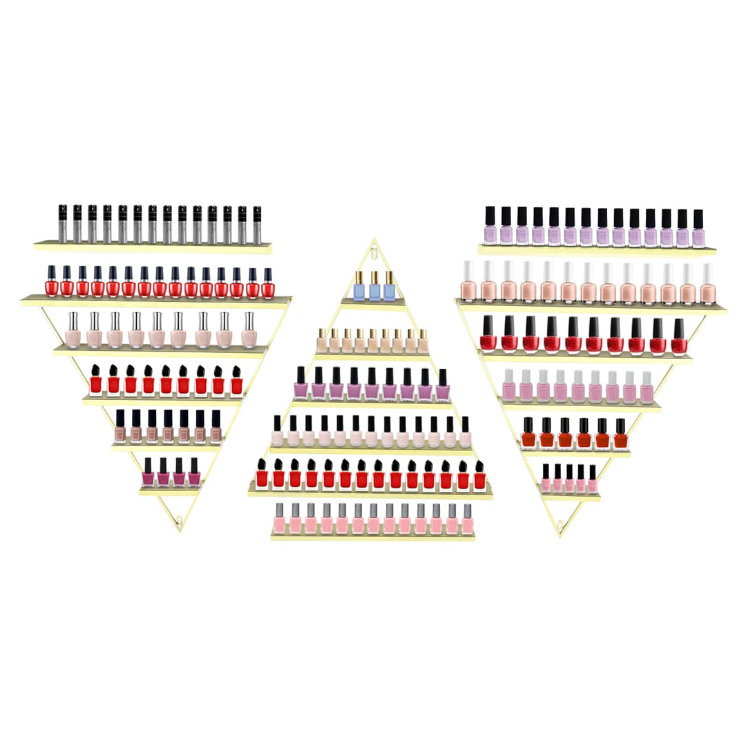 5 Etagen Nagellack Regal Wandmontage, 3 Dreieckigen Ablageflächen und 3 Querstangen, max Tragfähigke