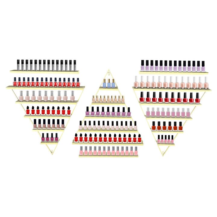 5 Etagen Nagellack Regal Wandmontage, 3 Dreieckigen Ablageflächen und 3 Querstangen, max Tragfähigke