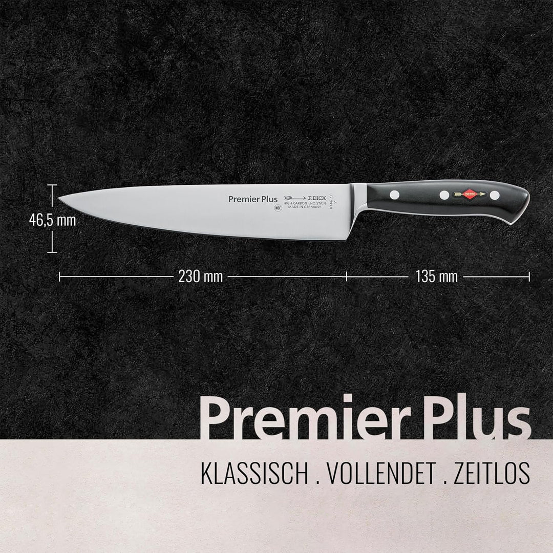 F. DICK Kochmesser, Küchenmesser, Premier Plus (Messer mit Klinge 23 cm, X50CrMoV15 Stahl, nichtrost