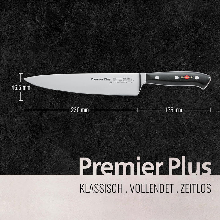 F. DICK Kochmesser, Küchenmesser, Premier Plus (Messer mit Klinge 23 cm, X50CrMoV15 Stahl, nichtrost