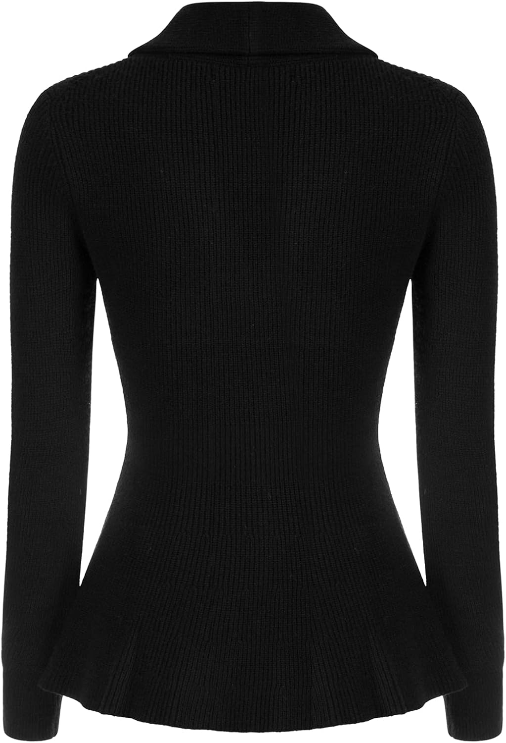 Belle Poque Damen Strickjacke Langarm Reverskragen Cardigan mit Rüschensaum Casual Strickmantel M Sc