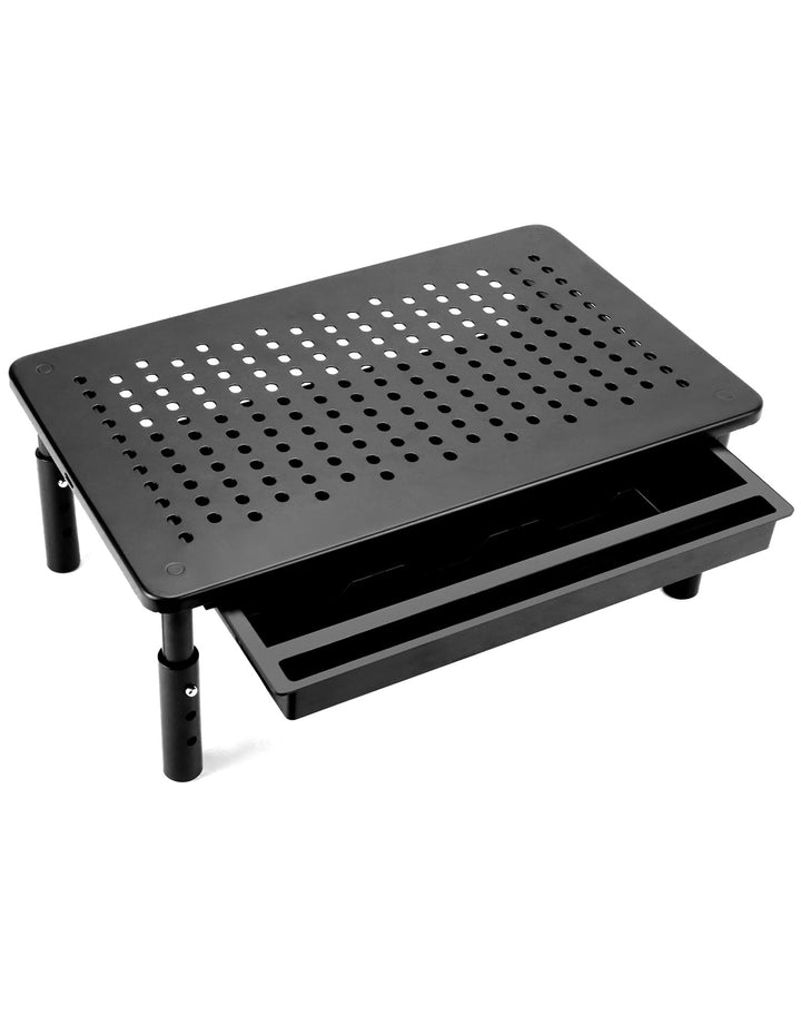 QWORK® Monitorständer mit Schublade,3 Höhenverstellungen,Kann 20 kg tragen, für PC Computer Monitor,